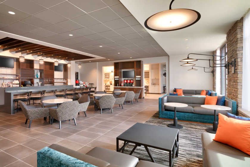 Cafe and Bar seating area in the Hyatt Place in Anchorage, Alaska.